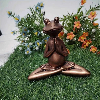 1pc Miniature Meditation Yoga Frog Resin Statue, For Desktop Living Room Bedroom Office Book Shelf Garden Outdoor Decoration, Home Decoration - luxuryhomedecoridea.com