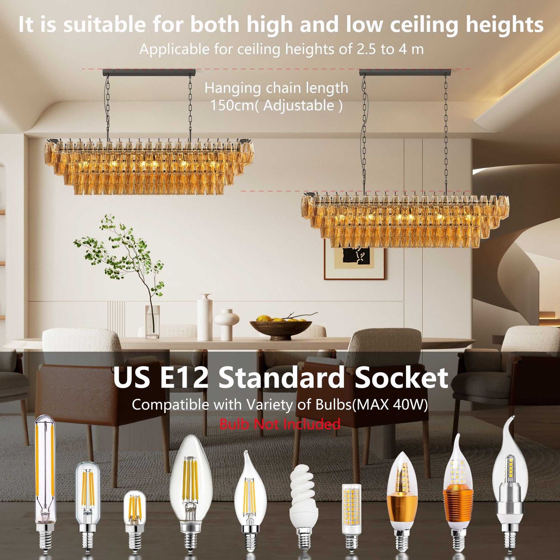 54" Black Rectangular Chandeliers for Dining Room, 12-Light 4 Tiered Large Smoke Glass Chandelier, Modern Kitchen Island Farmhouse Hanging Light Fixture for Living Room Foyer(Bulb not included) - luxuryhomedecoridea.com