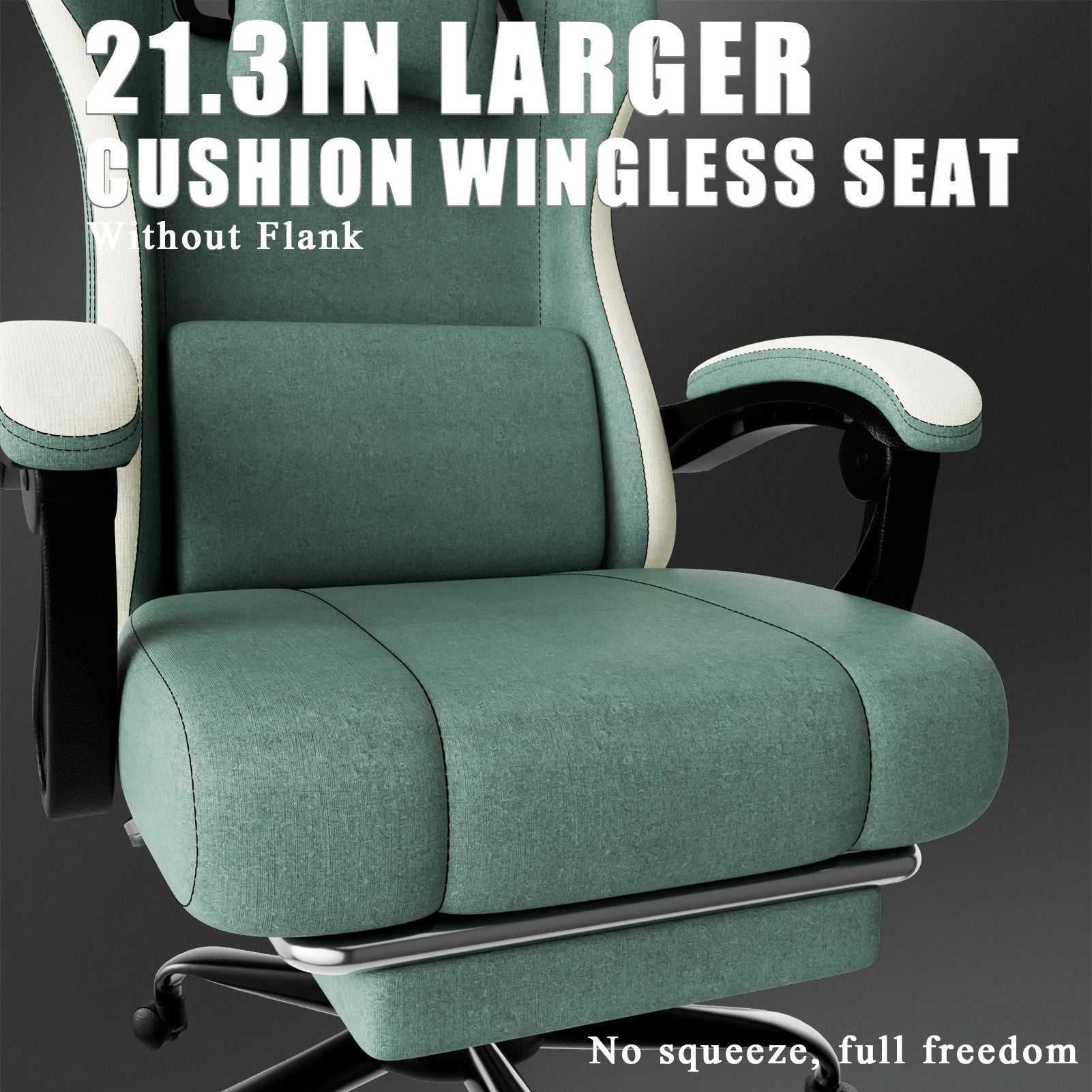 Ergonomic Gaming Chair with Pocketed Spring Cushion, Breathable Fabric Computer Chair with Footrest, Adjustable Lumbar Support Video Game Chair for Adults (Fabric) - luxuryhomedecoridea.com