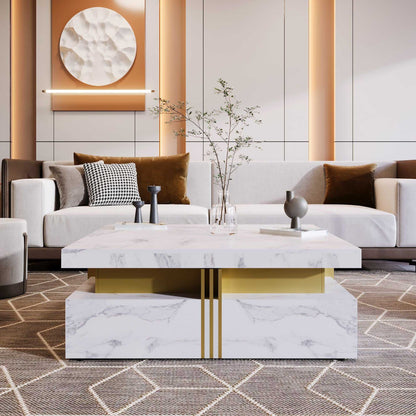 Modern Square Storage Coffee Table With 4 Drawers - luxuryhomedecoridea.com