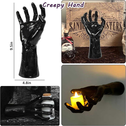 Halloween Decorations, Pack of 3 Wall Mounted Creepy Reaching Hands with Lighted Candles, Life-Sized Horror Hands for Gothic Wall Decorations, Scary Halloween Decorations Indoor - luxuryhomedecoridea.com