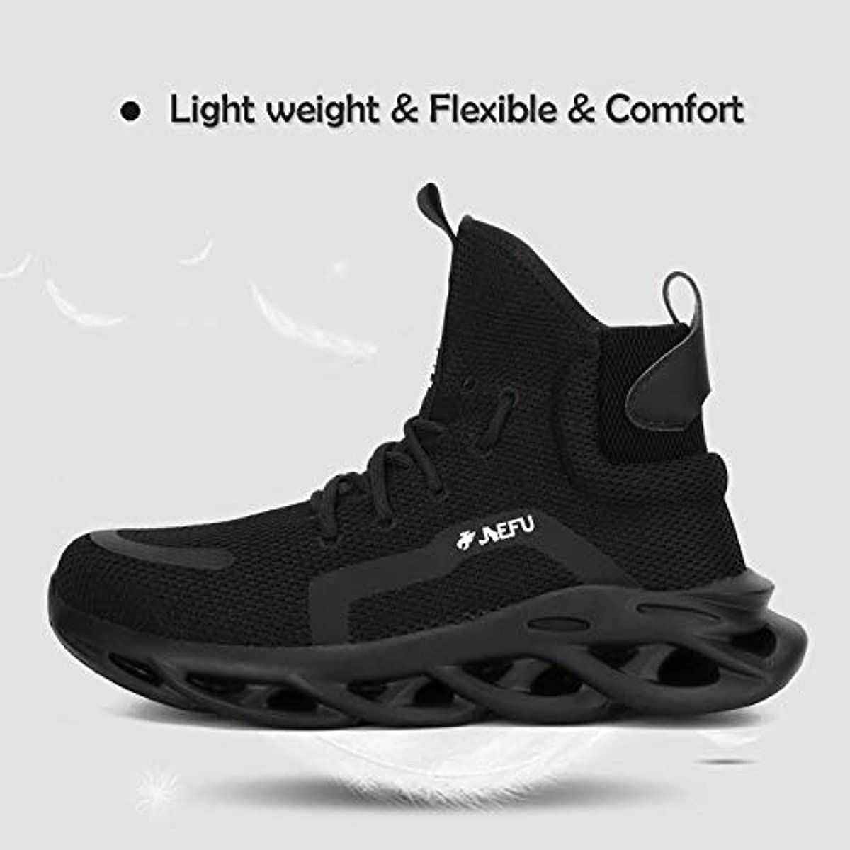 JIEFU Work Safety Boots Breathable Lightweight Reliable Durable Steel Toe Industrial Construction Shoes - luxuryhomedecoridea.com