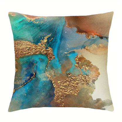 Golden Watercolor Plush Throw Pillow Cover 17.72"
