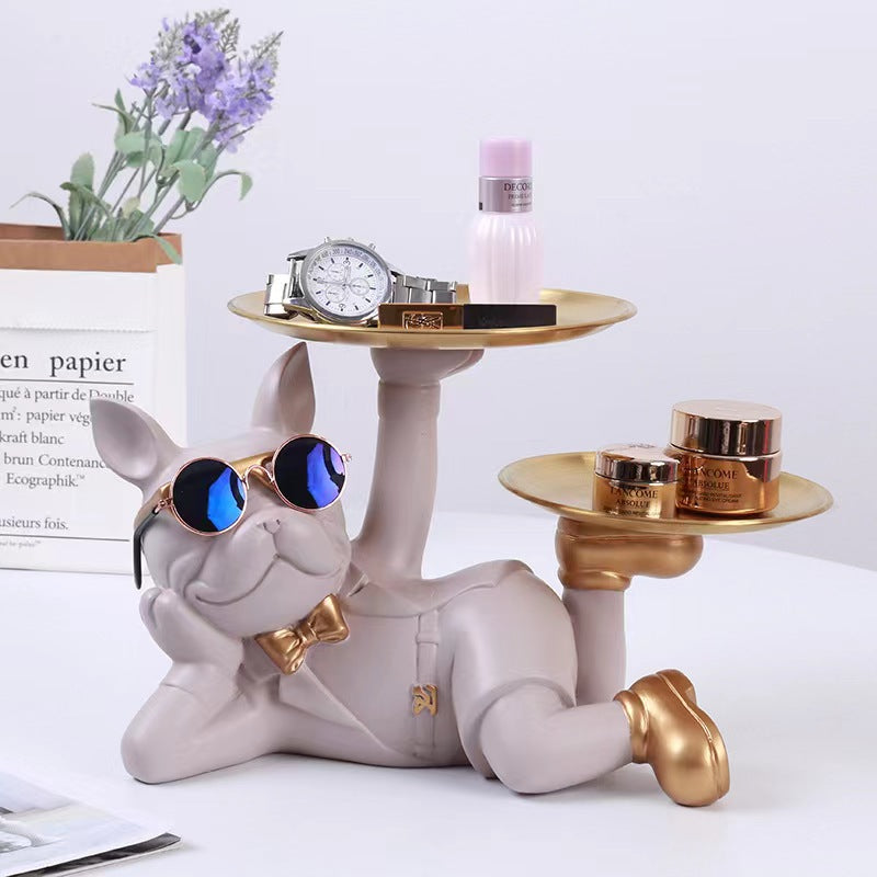Key Holder and Decorative Tray with Bulldog Design