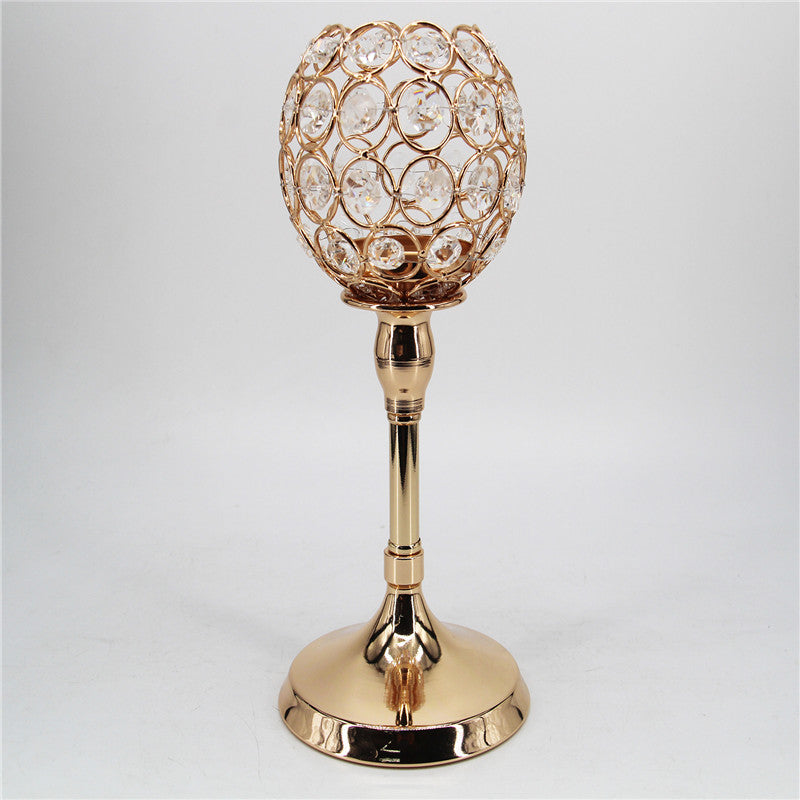 Creative Gold Crystal Candle Holder for Romantic Decor