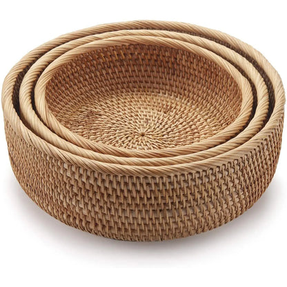 Handmade Vietnamese Wicker Candy Basket Set (3 Pieces)