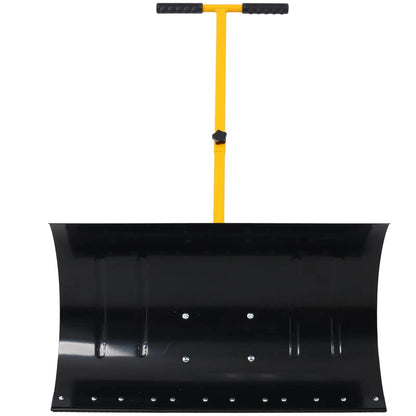Winter Snow Pusher Shovel With Wheels 24 In Durable Metal Snow Plow For Driveway - luxuryhomedecoridea.com