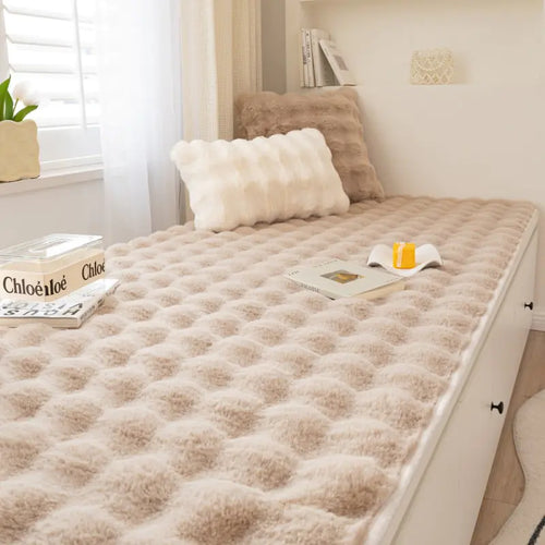 French Cream Bubble Massage Plush Window Cushion Mat