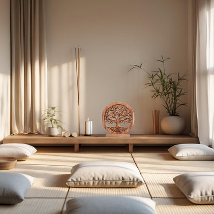 Sacred Roots – Hand-Carved Tree of Life Wooden Sculpture, Artistic Home Décor