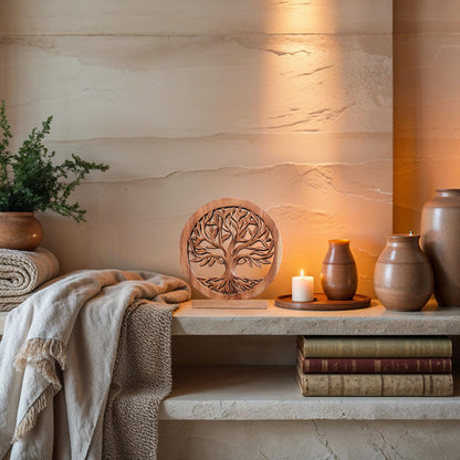 Sacred Roots – Hand-Carved Tree of Life Wooden Sculpture, Artistic Home Décor