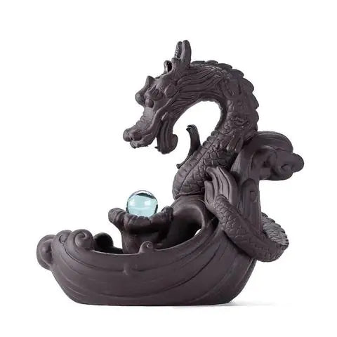 Large Purple Clay Dragon Incense Burner Home Decor