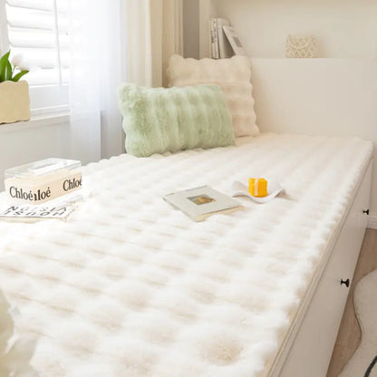 French Cream Bubble Massage Plush Window Cushion Mat