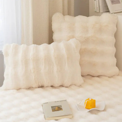 French Cream Bubble Massage Plush Window Cushion Mat