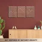 Modern Wooden Wall Sculptures - Set of 3 - MDF - Oak - Home Decor Accent - Large Wall Art for Living Room, Bedroom, Office - Easy Installation (Walnut, Medium - Mountain and Sun, Unframed) - luxuryhomedecoridea.com
