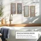 3D Wooden Bathroom Wall Decor (Set of 4) Lightweight, Ready-to-Hang Framed Wall Art For Living Room, Bedroom, or Office - Premium Boho Botanical Farmhouse Decorations - Gift-Boxed - luxuryhomedecoridea.com