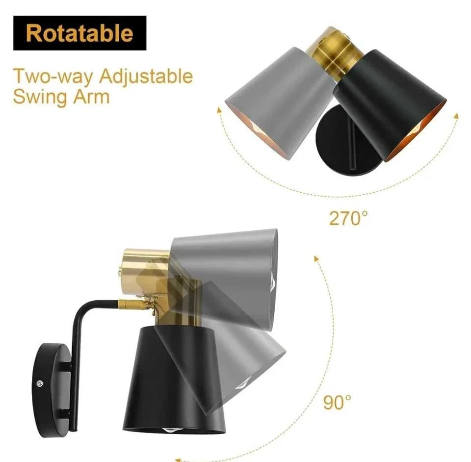 Vintage Wall Sconces, 2 Pack Industrial Wall Light Fixture with E26 Base, Metal Rustic Wall Sconce Lighting, Antique 360 Degree Adjustable Black Wall Lamp for Bedroom Living Room Kitchen Aisle (Black - luxuryhomedecoridea.com