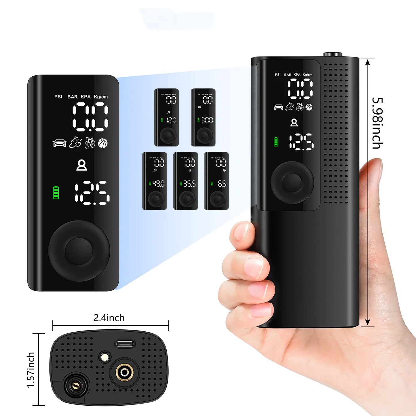 Portable Smart Car Tire Inflator with Digital Display